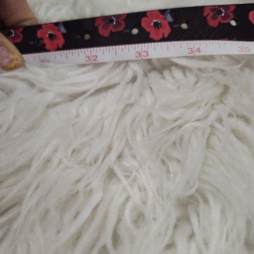Kate Spade Lori Belt Black Red Floral Leather 37 Inch - Picture 7 of 10